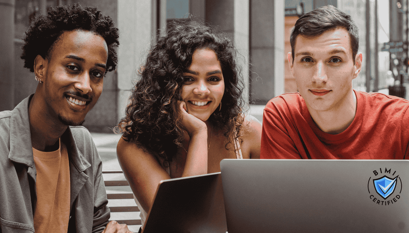 University students reading a BIMI-certified email